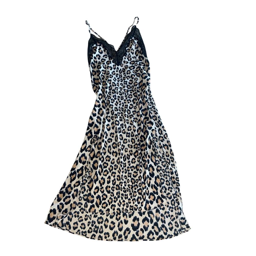 Victorias Secret VS Cheetah Mesh Lace Slip Dress Midi Length Sz M